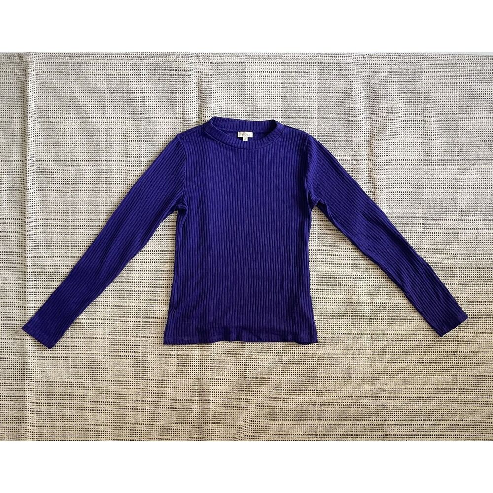 Pilcro Anthropologie Purple Ribbed Knit Long Sleeve Crew Neck Top Womens XS
